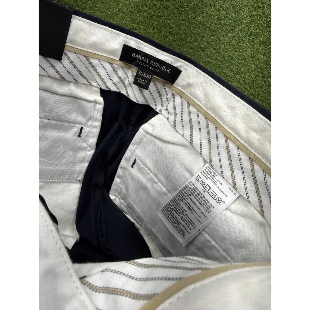 Banana Republic Chino Pants Mens 30x30 Rapid Movement Fulton Skinny Blue NWT